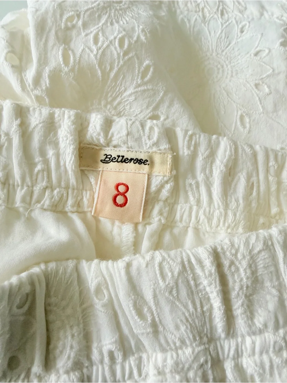 Bellerose Cream Eyelet Elastic-Waist Girls Shorts Sz 8